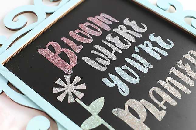 DIY Spring Glitter Sign By Blooming Homestead