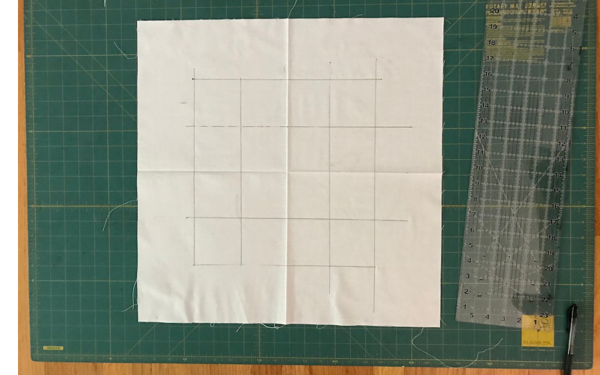 grid markings for little acorn pillow
