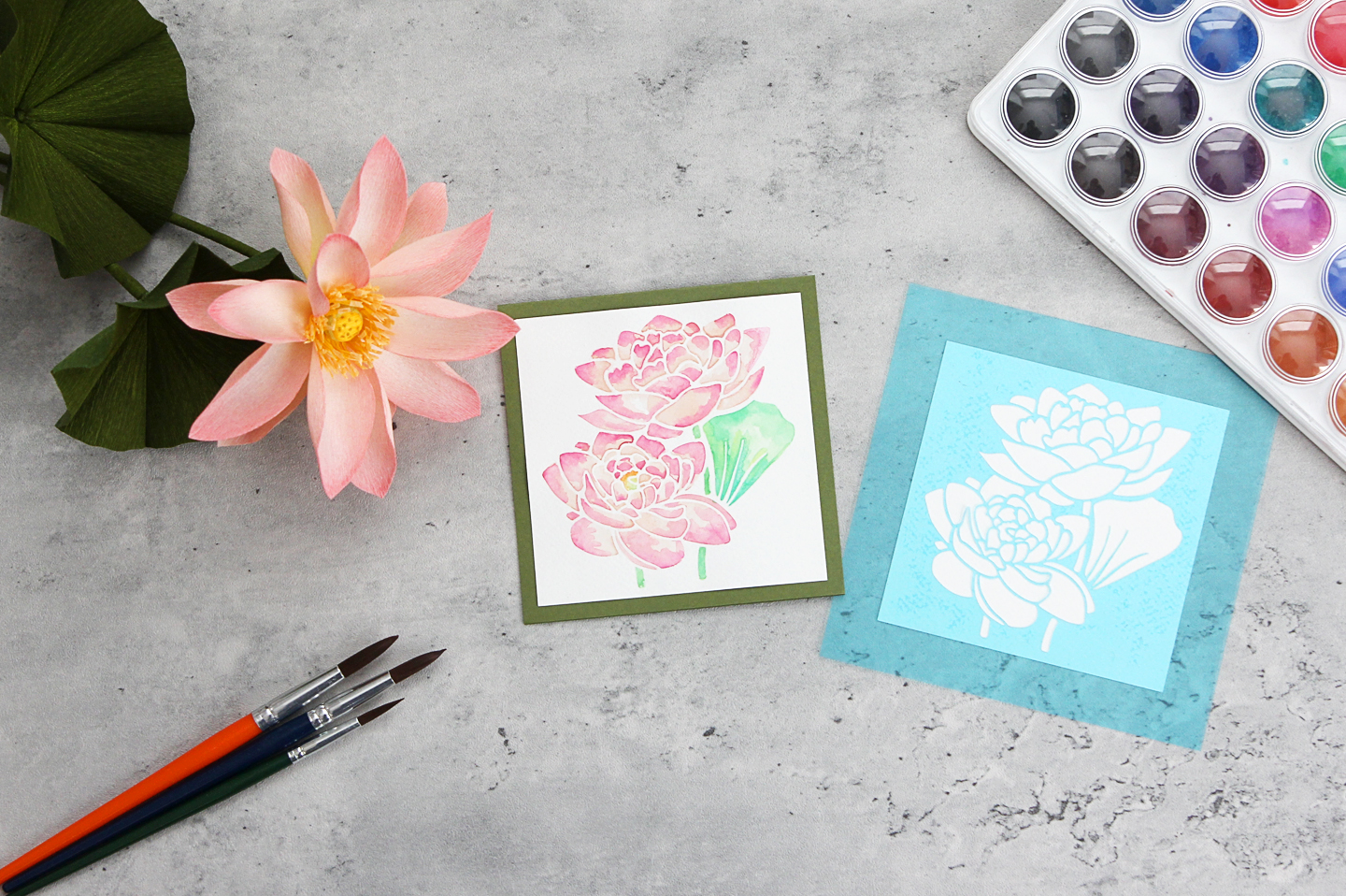 Featured Image for Free Class – Stenciled Lotus Card (#131224)